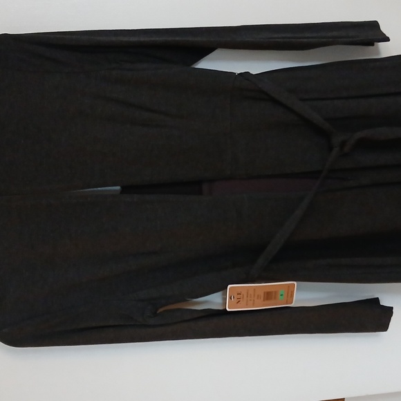 NUE by Shani, Elegant Grey Long Sleeve Dress. With Embishment Waistline, Size 8 - Picture 4 of 14